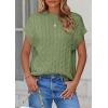 imagePRETTYGARDEN Womens Sweater Vest 2025 Summer Short Sleeve Tops Casual Crewneck Knit Oversized Pullover Trendy Spring OutfitsBean Green