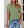 imagePRETTYGARDEN Womens Sweater Vest 2025 Summer Short Sleeve Tops Casual Crewneck Knit Oversized Pullover Trendy Spring OutfitsBean Green