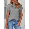 imagePRETTYGARDEN Womens Sweater Vest 2025 Summer Short Sleeve Tops Casual Crewneck Knit Oversized Pullover Trendy Spring OutfitsGrey