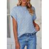 imagePRETTYGARDEN Womens Sweater Vest 2025 Summer Short Sleeve Tops Casual Crewneck Knit Oversized Pullover Trendy Spring OutfitsLight Blue