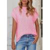 imagePRETTYGARDEN Womens Sweater Vest 2025 Summer Short Sleeve Tops Casual Crewneck Knit Oversized Pullover Trendy Spring OutfitsPink