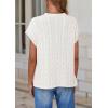 imagePRETTYGARDEN Womens Sweater Vest 2025 Summer Short Sleeve Tops Casual Crewneck Knit Oversized Pullover Trendy Spring OutfitsWhite