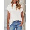 imagePRETTYGARDEN Womens Sweater Vest 2025 Summer Short Sleeve Tops Casual Crewneck Knit Oversized Pullover Trendy Spring OutfitsWhite