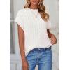 imagePRETTYGARDEN Womens Sweater Vest 2025 Summer Short Sleeve Tops Casual Crewneck Knit Oversized Pullover Trendy Spring OutfitsWhite