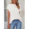 imagePRETTYGARDEN Womens Sweater Vest 2025 Summer Short Sleeve Tops Casual Crewneck Knit Oversized Pullover Trendy Spring OutfitsWhite