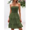 imagePRETTYGARDEN Womens Tulle Dress Strapless Tube Top Short Dress Summer Ruffle Tiered Party Wedding Guest DressesArmy Green