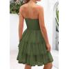 imagePRETTYGARDEN Womens Tulle Dress Strapless Tube Top Short Dress Summer Ruffle Tiered Party Wedding Guest DressesArmy Green