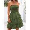 imagePRETTYGARDEN Womens Tulle Dress Strapless Tube Top Short Dress Summer Ruffle Tiered Party Wedding Guest DressesArmy Green