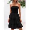 imagePRETTYGARDEN Womens Tulle Dress Strapless Tube Top Short Dress Summer Ruffle Tiered Party Wedding Guest DressesBlack