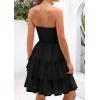 imagePRETTYGARDEN Womens Tulle Dress Strapless Tube Top Short Dress Summer Ruffle Tiered Party Wedding Guest DressesBlack