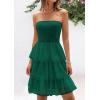 imagePRETTYGARDEN Womens Tulle Dress Strapless Tube Top Short Dress Summer Ruffle Tiered Party Wedding Guest DressesDark Green