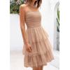 imagePRETTYGARDEN Womens Tulle Dress Strapless Tube Top Short Dress Summer Ruffle Tiered Party Wedding Guest DressesKhaki