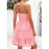 imagePRETTYGARDEN Womens Tulle Dress Strapless Tube Top Short Dress Summer Ruffle Tiered Party Wedding Guest DressesPink