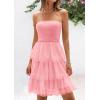 imagePRETTYGARDEN Womens Tulle Dress Strapless Tube Top Short Dress Summer Ruffle Tiered Party Wedding Guest DressesPink