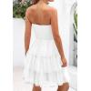 imagePRETTYGARDEN Womens Tulle Dress Strapless Tube Top Short Dress Summer Ruffle Tiered Party Wedding Guest DressesWhite