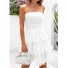 imagePRETTYGARDEN Womens Tulle Dress Strapless Tube Top Short Dress Summer Ruffle Tiered Party Wedding Guest DressesWhite