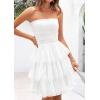 imagePRETTYGARDEN Womens Tulle Dress Strapless Tube Top Short Dress Summer Ruffle Tiered Party Wedding Guest DressesWhite