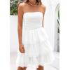 imagePRETTYGARDEN Womens Tulle Dress Strapless Tube Top Short Dress Summer Ruffle Tiered Party Wedding Guest DressesWhite