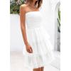 imagePRETTYGARDEN Womens Tulle Dress Strapless Tube Top Short Dress Summer Ruffle Tiered Party Wedding Guest DressesWhite