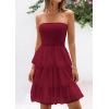 imagePRETTYGARDEN Womens Tulle Dress Strapless Tube Top Short Dress Summer Ruffle Tiered Party Wedding Guest DressesWine Red