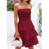 imagePRETTYGARDEN Womens Tulle Dress Strapless Tube Top Short Dress Summer Ruffle Tiered Party Wedding Guest DressesWine Red