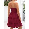 imagePRETTYGARDEN Womens Tulle Dress Strapless Tube Top Short Dress Summer Ruffle Tiered Party Wedding Guest DressesWine Red