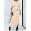 imagePRETTYGARDEN Womens Two Piece Matching Sweater Sets Knit Long Sleeve Pullover Tops Bodycon Long Maxi Skirts Fall OutfitsBeige