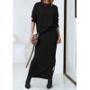 imagePRETTYGARDEN Womens Two Piece Matching Sweater Sets Knit Long Sleeve Pullover Tops Bodycon Long Maxi Skirts Fall OutfitsBlack