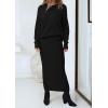 imagePRETTYGARDEN Womens Two Piece Matching Sweater Sets Knit Long Sleeve Pullover Tops Bodycon Long Maxi Skirts Fall OutfitsBlack