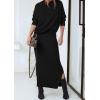 imagePRETTYGARDEN Womens Two Piece Matching Sweater Sets Knit Long Sleeve Pullover Tops Bodycon Long Maxi Skirts Fall OutfitsBlack
