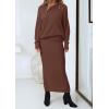 imagePRETTYGARDEN Womens Two Piece Matching Sweater Sets Knit Long Sleeve Pullover Tops Bodycon Long Maxi Skirts Fall OutfitsCoffee
