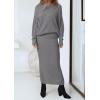 imagePRETTYGARDEN Womens Two Piece Matching Sweater Sets Knit Long Sleeve Pullover Tops Bodycon Long Maxi Skirts Fall OutfitsGrey