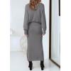 imagePRETTYGARDEN Womens Two Piece Matching Sweater Sets Knit Long Sleeve Pullover Tops Bodycon Long Maxi Skirts Fall OutfitsGrey
