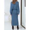 imagePRETTYGARDEN Womens Two Piece Matching Sweater Sets Knit Long Sleeve Pullover Tops Bodycon Long Maxi Skirts Fall OutfitsGrey Blue