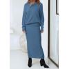 imagePRETTYGARDEN Womens Two Piece Matching Sweater Sets Knit Long Sleeve Pullover Tops Bodycon Long Maxi Skirts Fall OutfitsGrey Blue