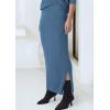 imagePRETTYGARDEN Womens Two Piece Matching Sweater Sets Knit Long Sleeve Pullover Tops Bodycon Long Maxi Skirts Fall OutfitsGrey Blue