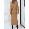 imagePRETTYGARDEN Womens Two Piece Matching Sweater Sets Knit Long Sleeve Pullover Tops Bodycon Long Maxi Skirts Fall OutfitsKhaki