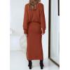imagePRETTYGARDEN Womens Two Piece Matching Sweater Sets Knit Long Sleeve Pullover Tops Bodycon Long Maxi Skirts Fall OutfitsRust Red