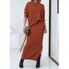 imagePRETTYGARDEN Womens Two Piece Matching Sweater Sets Knit Long Sleeve Pullover Tops Bodycon Long Maxi Skirts Fall OutfitsRust Red