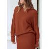 imagePRETTYGARDEN Womens Two Piece Matching Sweater Sets Knit Long Sleeve Pullover Tops Bodycon Long Maxi Skirts Fall OutfitsRust Red