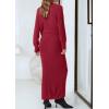 imagePRETTYGARDEN Womens Two Piece Matching Sweater Sets Knit Long Sleeve Pullover Tops Bodycon Long Maxi Skirts Fall OutfitsWine Red