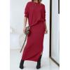 imagePRETTYGARDEN Womens Two Piece Matching Sweater Sets Knit Long Sleeve Pullover Tops Bodycon Long Maxi Skirts Fall OutfitsWine Red