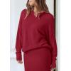 imagePRETTYGARDEN Womens Two Piece Matching Sweater Sets Knit Long Sleeve Pullover Tops Bodycon Long Maxi Skirts Fall OutfitsWine Red