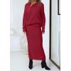 imagePRETTYGARDEN Womens Two Piece Matching Sweater Sets Knit Long Sleeve Pullover Tops Bodycon Long Maxi Skirts Fall OutfitsWine Red