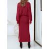 imagePRETTYGARDEN Womens Two Piece Matching Sweater Sets Knit Long Sleeve Pullover Tops Bodycon Long Maxi Skirts Fall OutfitsWine Red