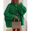 imagePRETTYGARDEN Womens Winter Button Down Cardigan Sweaters Mock Neck Lantern Long Sleeve Chunky Knit Jacket Trendy OuterwearGreen