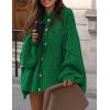 imagePRETTYGARDEN Womens Winter Button Down Cardigan Sweaters Mock Neck Lantern Long Sleeve Chunky Knit Jacket Trendy OuterwearGreen