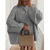 imagePRETTYGARDEN Womens Winter Button Down Cardigan Sweaters Mock Neck Lantern Long Sleeve Chunky Knit Jacket Trendy OuterwearGrey