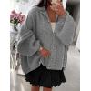 imagePRETTYGARDEN Womens Winter Button Down Cardigan Sweaters Mock Neck Lantern Long Sleeve Chunky Knit Jacket Trendy OuterwearGrey