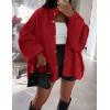 imagePRETTYGARDEN Womens Winter Button Down Cardigan Sweaters Mock Neck Lantern Long Sleeve Chunky Knit Jacket Trendy OuterwearJujube Red